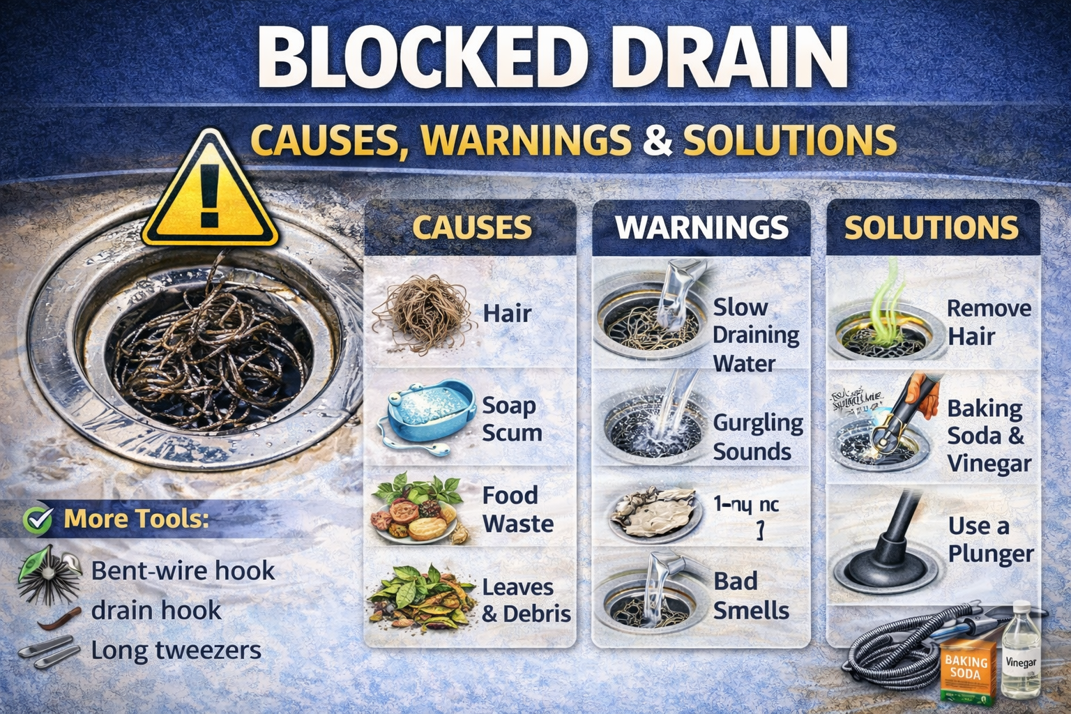 Blocked Drain Causes Warnings and Solutions