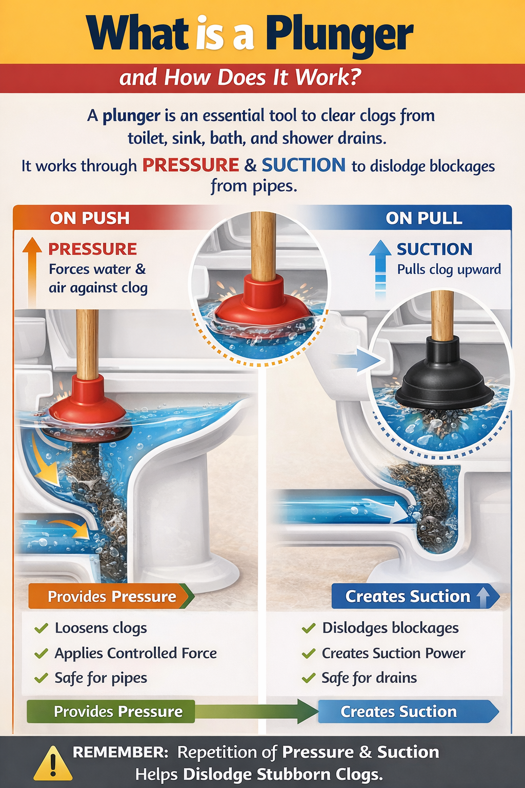 How a plunger clears clogs