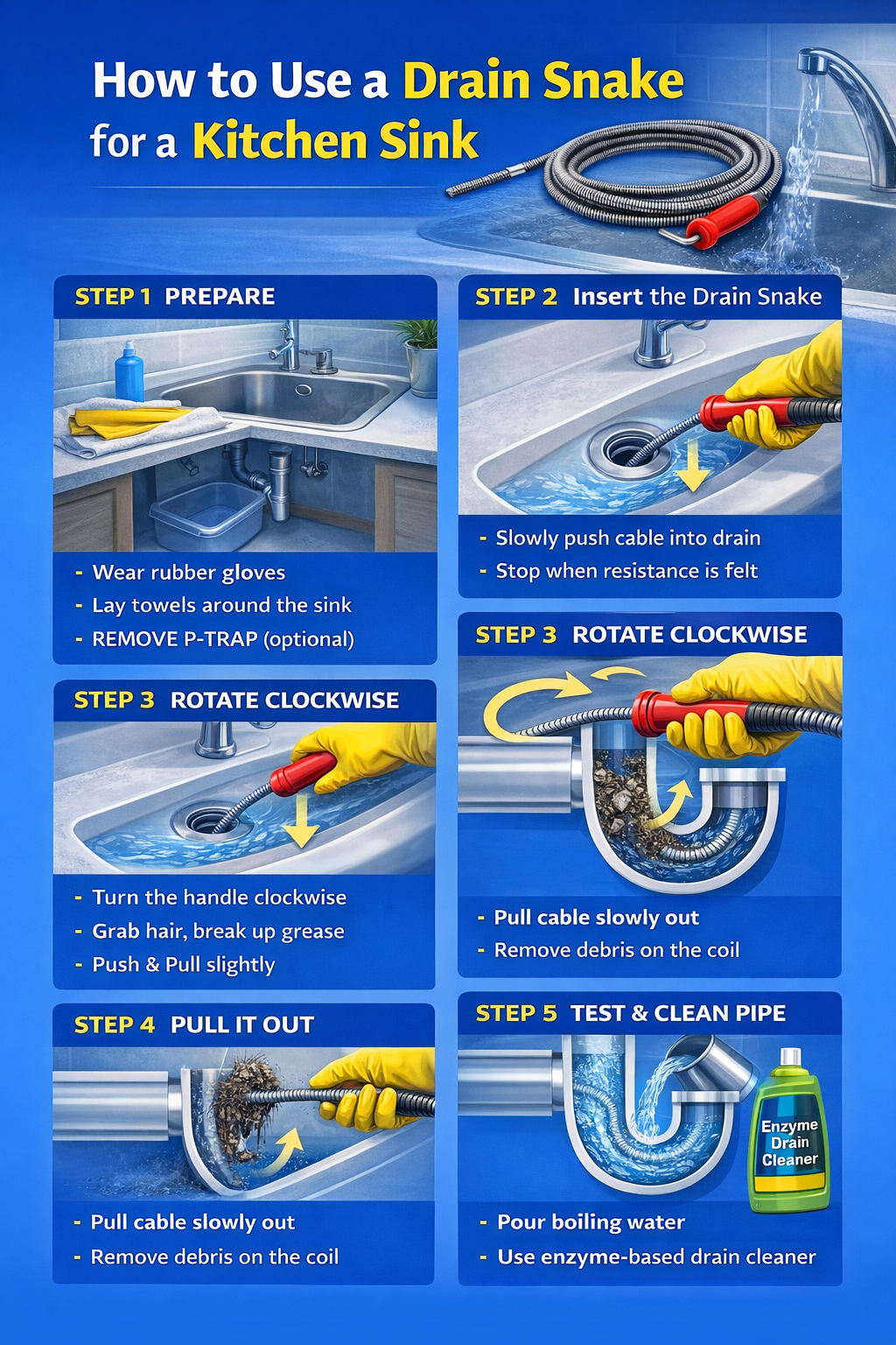 How to use a drain snake for kitchen
