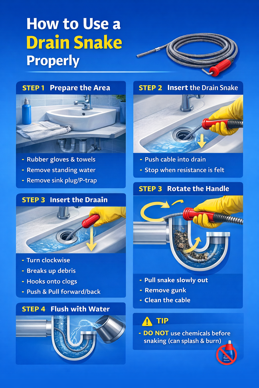 How to use a drain snake